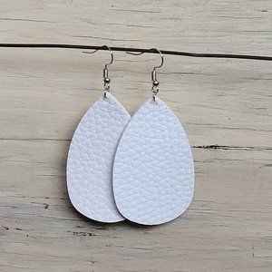 Leather Earrings - White